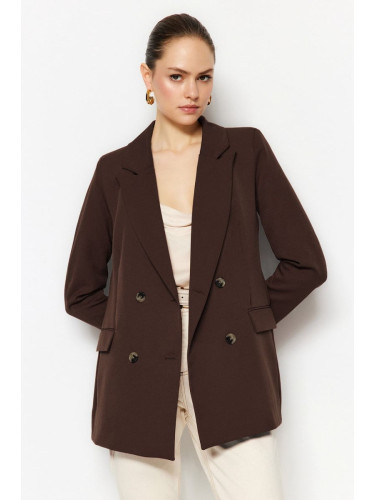 Trendyol Dark Brown Lined Double Breasted Blazer Jacket