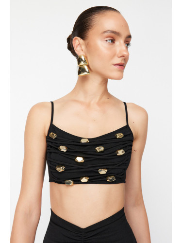 Trendyol X Zeynep Tosun Black Knitted Accessory Bustier