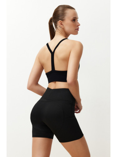 Trendyol Black Wide Waist Elastic Push Up and Extra Coupler Knitted Sports Shorts/Short Leggings