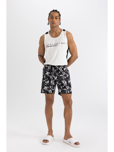 DeFactoFit Regular Fit Printed Flexible Textured Short Swim Shorts