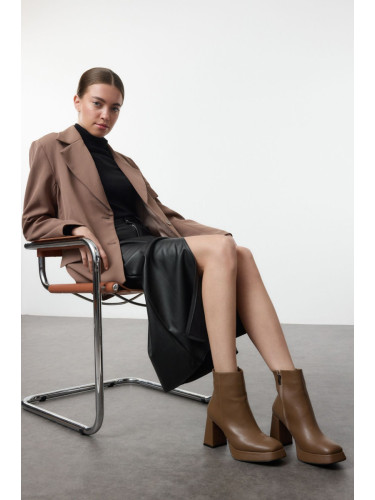 Trendyol Tan Platform Heeled Women's Ankle Boots