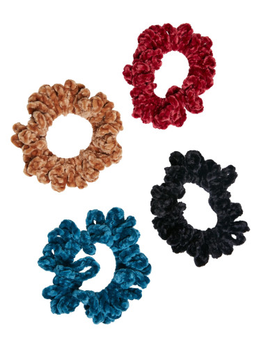 Winter Color Fluffy Scrunchies 4 Pack