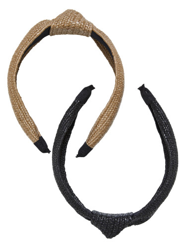 Braid Bast Headband 2-Pack Black/Beige