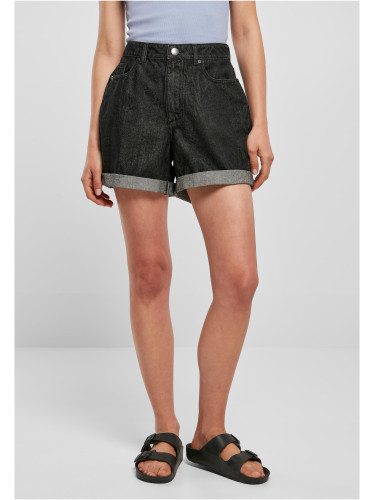 Women's High-Waisted Boyfriend Shorts - Black Washed