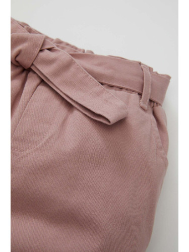 DEFACTO Baby Girl Elastic Banded Leg Elastic Waist Belted Pocket Gabardine Trousers