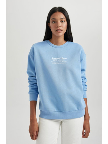 DEFACTO Relax Fit Crew Neck Thick Sweatshirt