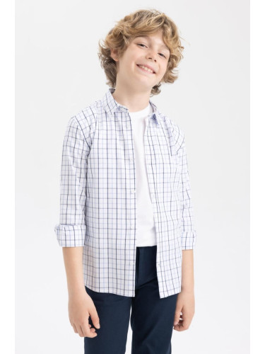 DEFACTO Boy's Checkered Poplin Long Sleeve Shirt