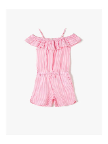 Koton Pink Striped Girl's Overalls