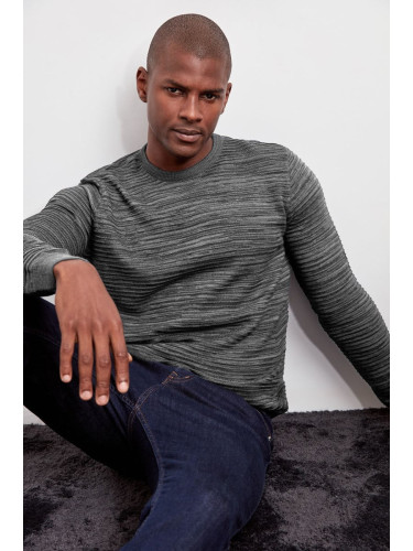 Trendyol Anthracite Slim Slim Fit Crew Neck Gradient Knitwear Sweater