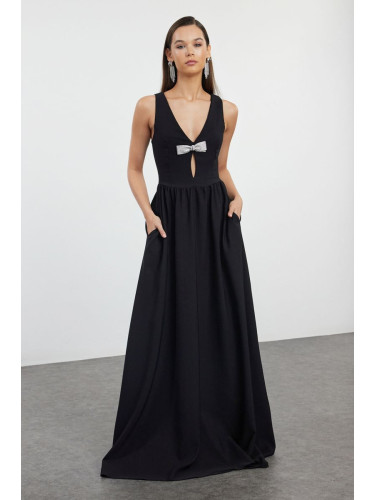 Trendyol Black Bow Detail Woven Elegant Long Evening Dress & Graduation Dress