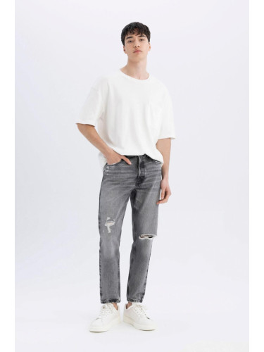 DEFACTO The 90's Slim Fit Slim Fit High Waist Narrow Leg Ripped Detailed Jean Trousers