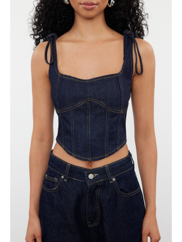 Trendyol Dark Blue Lacing Detailed Denim Bustier