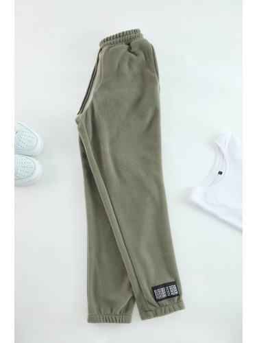 Trendyol Khaki Regular/Normal Cut Rubber Ankle Fleece Warm Sweatpants