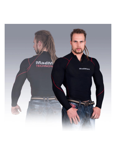 MadMax Compression Long Sleeve T-Shirt with Zipper MSW903 Black and Red S