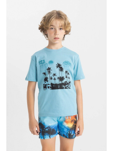 DEFACTO Boy's Crew Neck Printed Short Sleeve T-Shirt