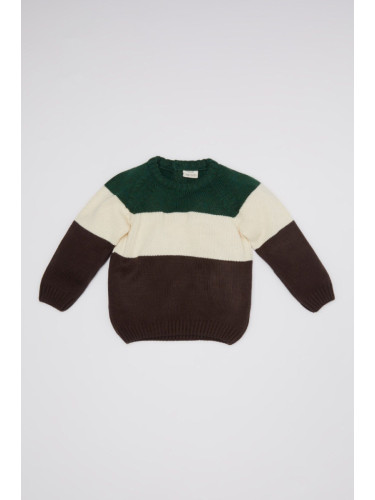 DEFACTO Baby Boy Crew Neck Color Block Knitwear Sweater