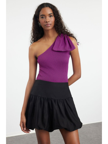 Trendyol Plum One Shoulder Bow Detailed Knitwear Blouse