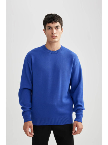 DEFACTO Relax Fit Crew Neck Basic Plain Knitwear Sweater