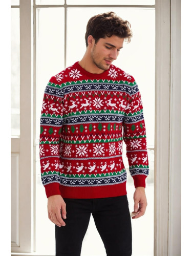 82363 Dewberry Christmas Mens Sweater-RED-1