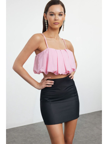 Trendyol Pink Crop Woven Balloon Blouse