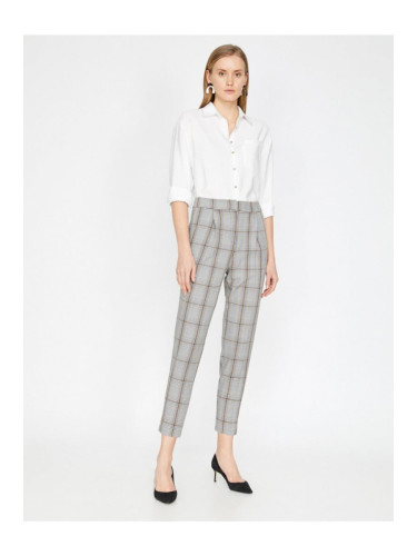 Koton Women's Blue/Grey Check Pants