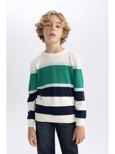 DEFACTO Boy's Crew Neck Knitwear Striped Sweater