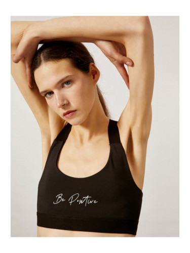 Koton Women's Black Slogan Sports Bra