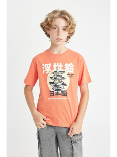 DEFACTO Boy's Crew Neck Printed Short Sleeve T-Shirt