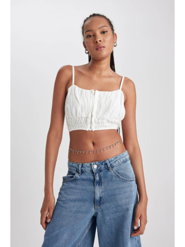 DEFACTO V Neck Strappy Crop Blouse