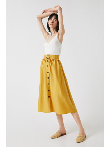 Koton Buttoned Belted Midi Skirt Tencel™