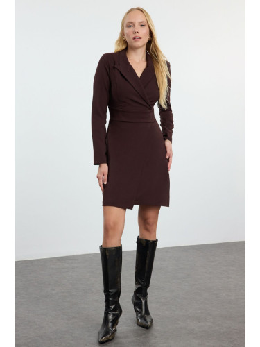 Trendyol Brown Double Breasted Mini Woven Dress