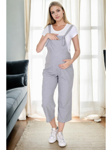 38739 Dewberry Women Pregnant Jumpsuit-GREY