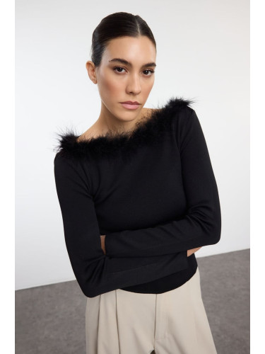 Trendyol Black Collar Detailed Knitwear Sweater