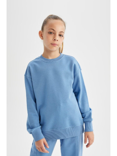 DEFACTO Girl Relax Fit Crew Neck Basic School Sweatshirt