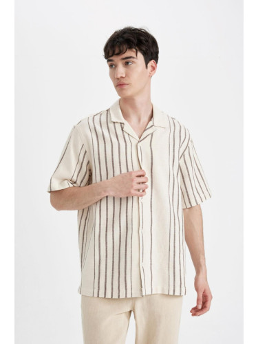 DEFACTO Relax Fit Polo Collar Striped Short Sleeve Shirt