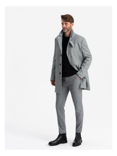 Ombre Patterned single-breasted men's coat with pockets - grey