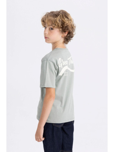 DEFACTO Boy's Crew Neck Back Printed Short Sleeve T-Shirt