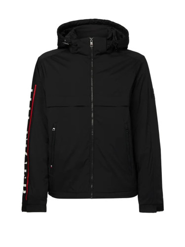 Tommy Hilfiger Jacket - REMOVABLE HOODED LARGE PRINT JKT black