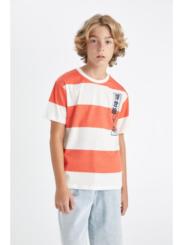 DEFACTO Boy's Crew Neck Striped Short Sleeve T-Shirt