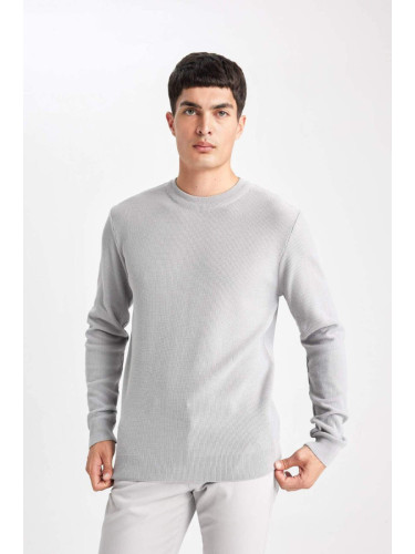 DEFACTO Standard Fit Regular Cut Crew Neck Mouline Patterned Knitwear Sweater