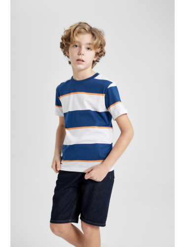 DEFACTO Boys' Crew Neck Striped Short Sleeve T-Shirt