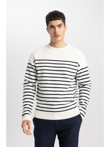 DEFACTO Relax Fit Striped Crew Neck Sweater