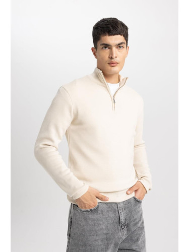 DEFACTO Standard Fit High Neck Zippered Sweater