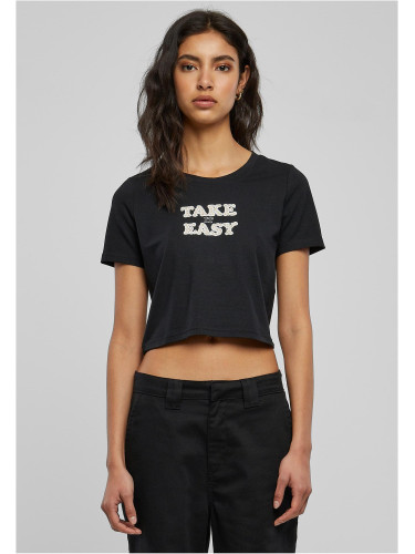 Take It Daisy Cropped Tee black