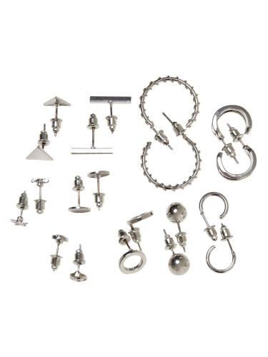 Earrings 10-pack - silver colors