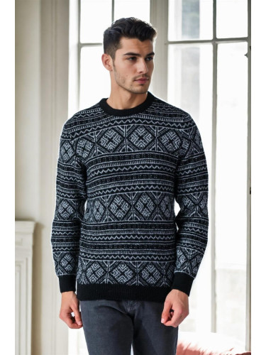 30565 Dewberry Patterned Mens Sweater-BLACK