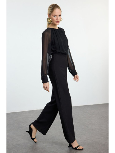 Trendyol Black Wide Leg Woven Overalls