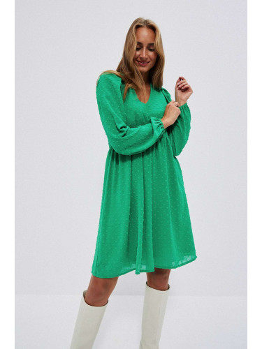 Dress with puffy sleeves - green