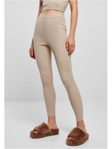 Women's leggings with ribbed knit lighttaupe