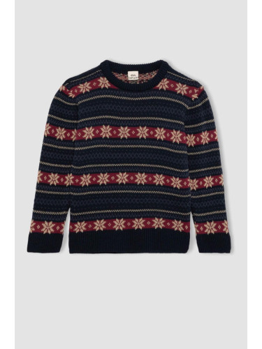 DEFACTO Boy's New Year's Themed Crew Neck Sweater